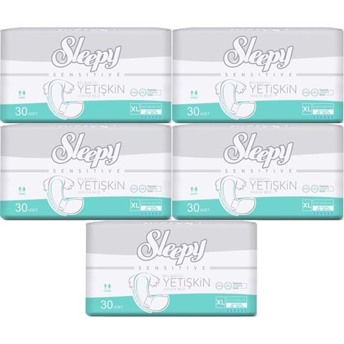 Sleepy Yetişkin Hasta Bezi Bel Bantlı XL - Extra Large - Ekstra Large 150 Adet (5PK*30)