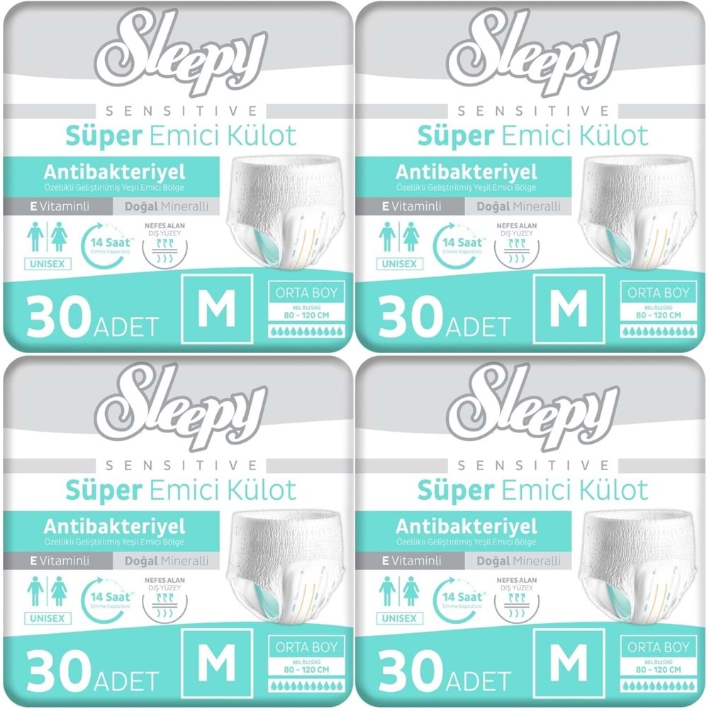 Sleepy Hasta Bezi Yetişkin Emici Külot M - Orta - Medium 120 Adet (4PK*30)