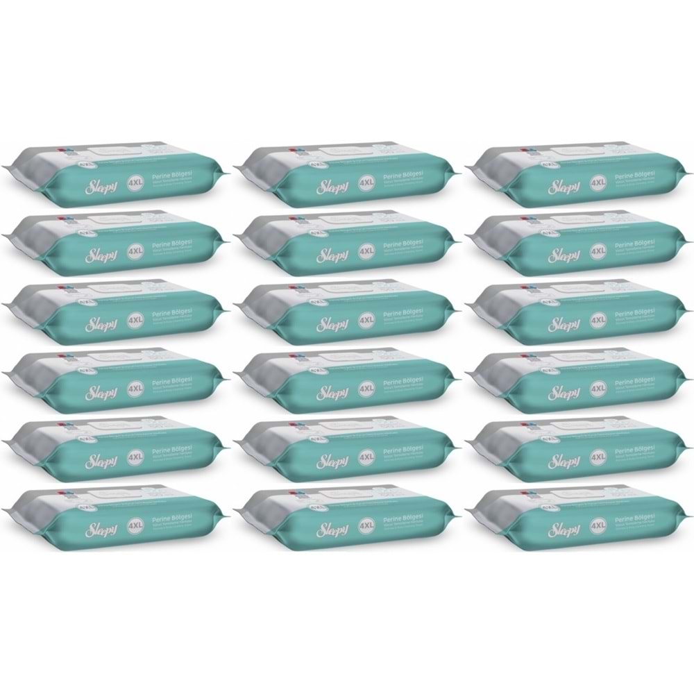 Sleepy Perine Bölgesi ve Vücut Temizleme Islak Mendil Havlu 50 Yaprak (Ebat 4XL) (18 Li Set)