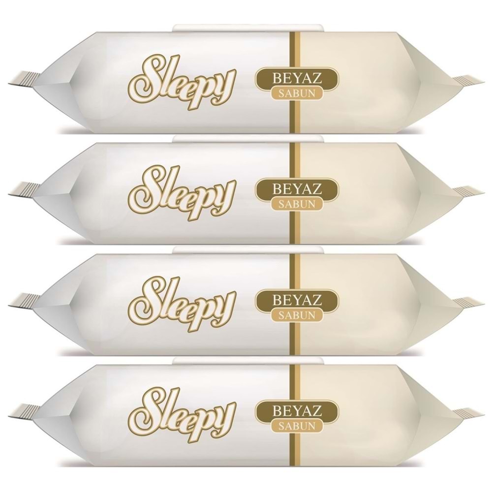 Sleepy Islak Havlu Mendil 90 Yaprak (4 Lü Set) Beyaz Sabun Kokulu Plastik Kapaklı (360 Yaprak)
