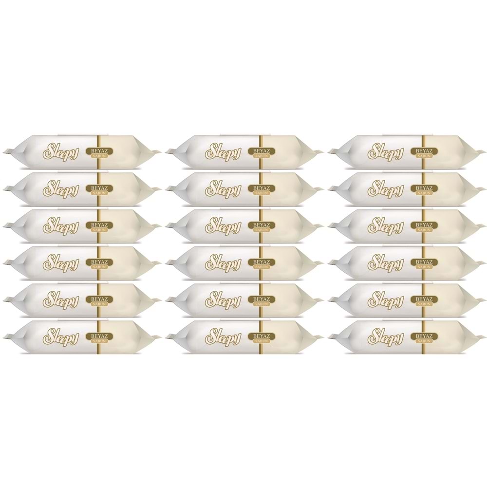 Sleepy Islak Havlu Mendil 90 Yaprak (18 Li Set) Beyaz Sabun Kokulu Plastik Kapaklı (1620 Yaprak)
