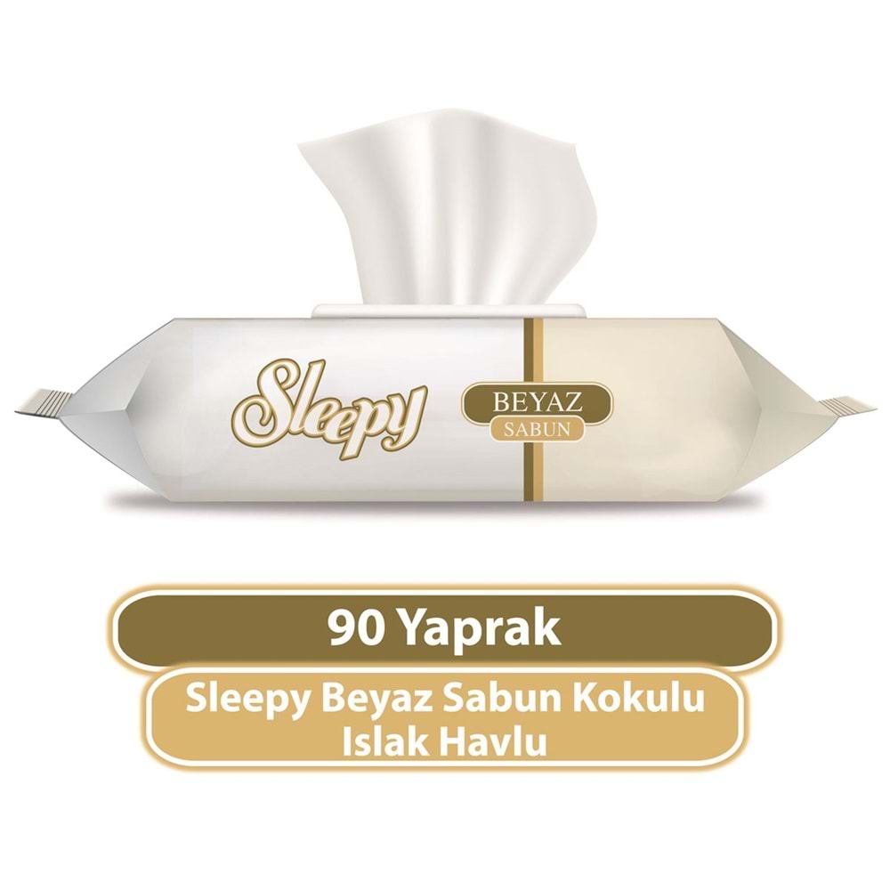 Sleepy Islak Havlu Mendil 90 Yaprak (24 Lü Set) Beyaz Sabun Kokulu Plastik Kapaklı (2160 Yaprak)