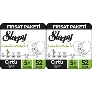 Sleepy Bebek Bezi Naturel Beden:5+ (13-20Kg) Junior Plus 104 Adet Ekonomik Fırsat Pk
