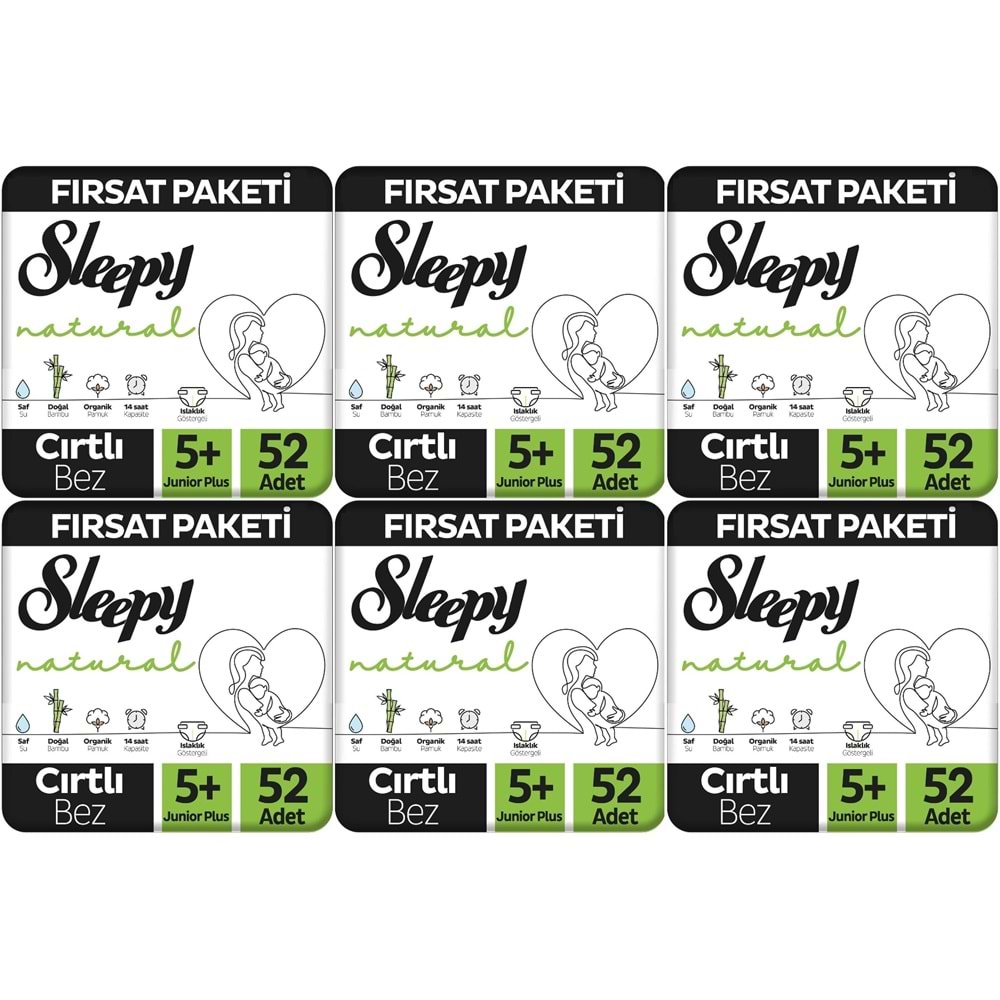 Sleepy Bebek Bezi Naturel Beden:5+ (13-20Kg) Junior Plus 312 Adet Ekstra Fırsat Pk