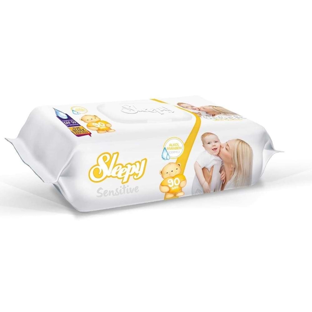 Sleepy Islak Havlu Mendil 90 Yaprak Sensitive 3 Lü Set Plastik Kapaklı