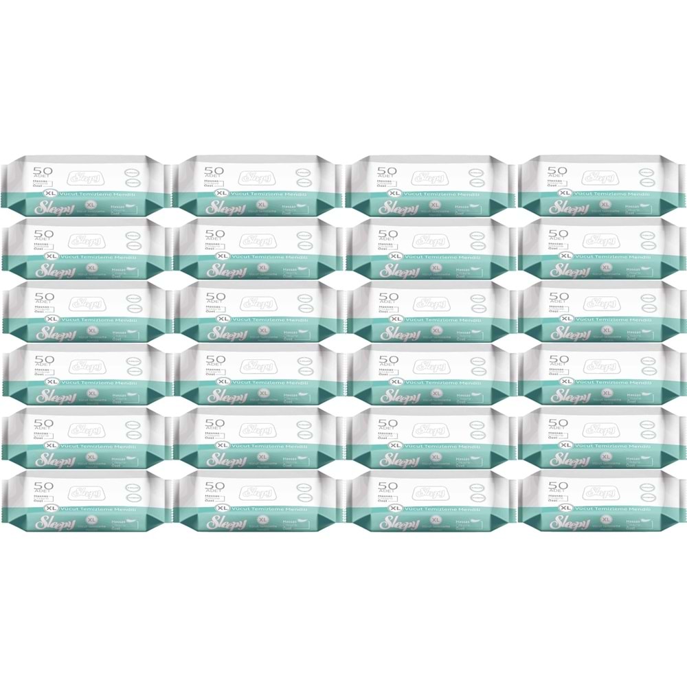 Sleepy Hasta Vücut Temizleme Islak Mendil Havlu 50 Yaprak XL 24 Lü Set