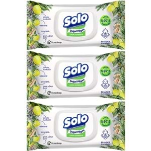 Solo Islak Havlu Mendil 50 Yaprak Limon & Biberiye (18 Li Set) (6PK*3) 900 Yaprak