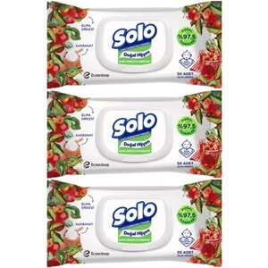 Solo Islak Havlu Mendil 50 Yaprak Elma Sirkesi & Karbonat (12 Li Set) (4PK*3) 600 Yaprak