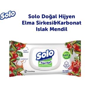 Solo Islak Havlu Mendil 50 Yaprak Elma Sirkesi & Karbonat (12 Li Set) (4PK*3) 600 Yaprak
