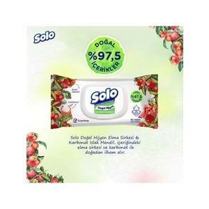 Solo Islak Havlu Mendil 50 Yaprak Elma Sirkesi & Karbonat (12 Li Set) (4PK*3) 600 Yaprak
