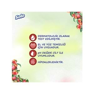 Solo Islak Havlu Mendil 50 Yaprak Elma Sirkesi & Karbonat (12 Li Set) (4PK*3) 600 Yaprak