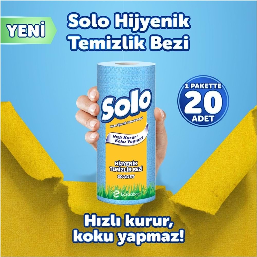 Solo Hijyenik Temizlik Bezi (İç adet 20 Li) (Kokusuz ve Hızla Kuruyan) (5 Li Set)
