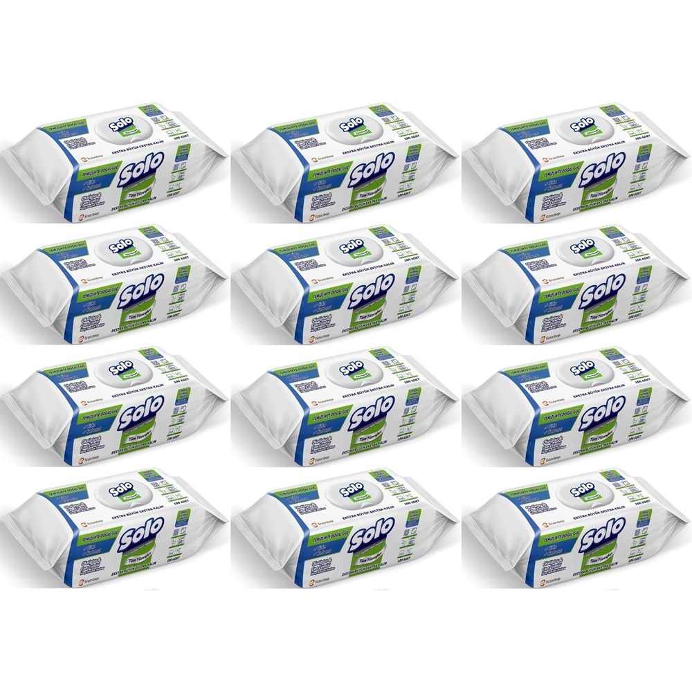 Solo Yüzey Temizlik Havlusu - Mendili 100 Yaprak Okaliptus & Çam Esintisi (12 Li Set) 1200 Yaprak