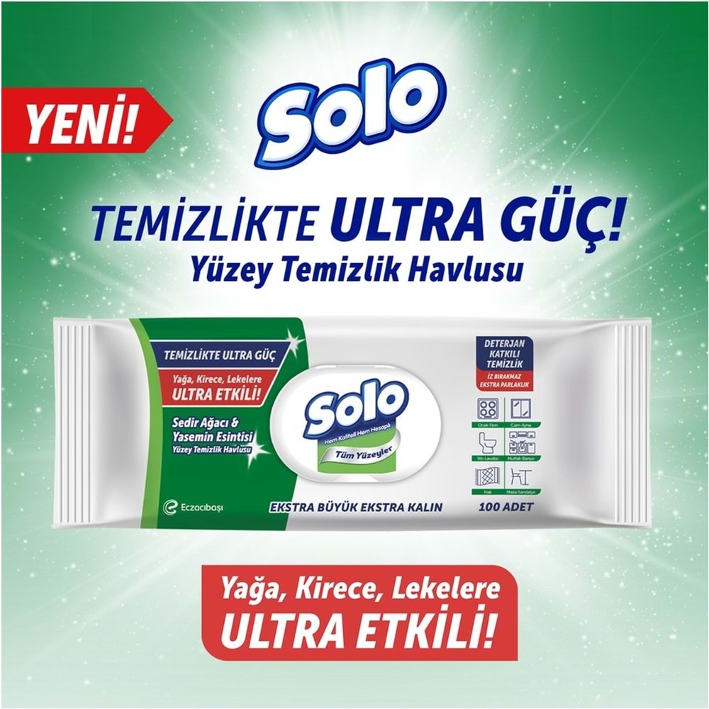 Solo Yüzey Temizlik Havlusu - Mendili 100 Yaprak Sedir Ağacı & Yasemin Esintisi (5 Li Set) 500 Yprk