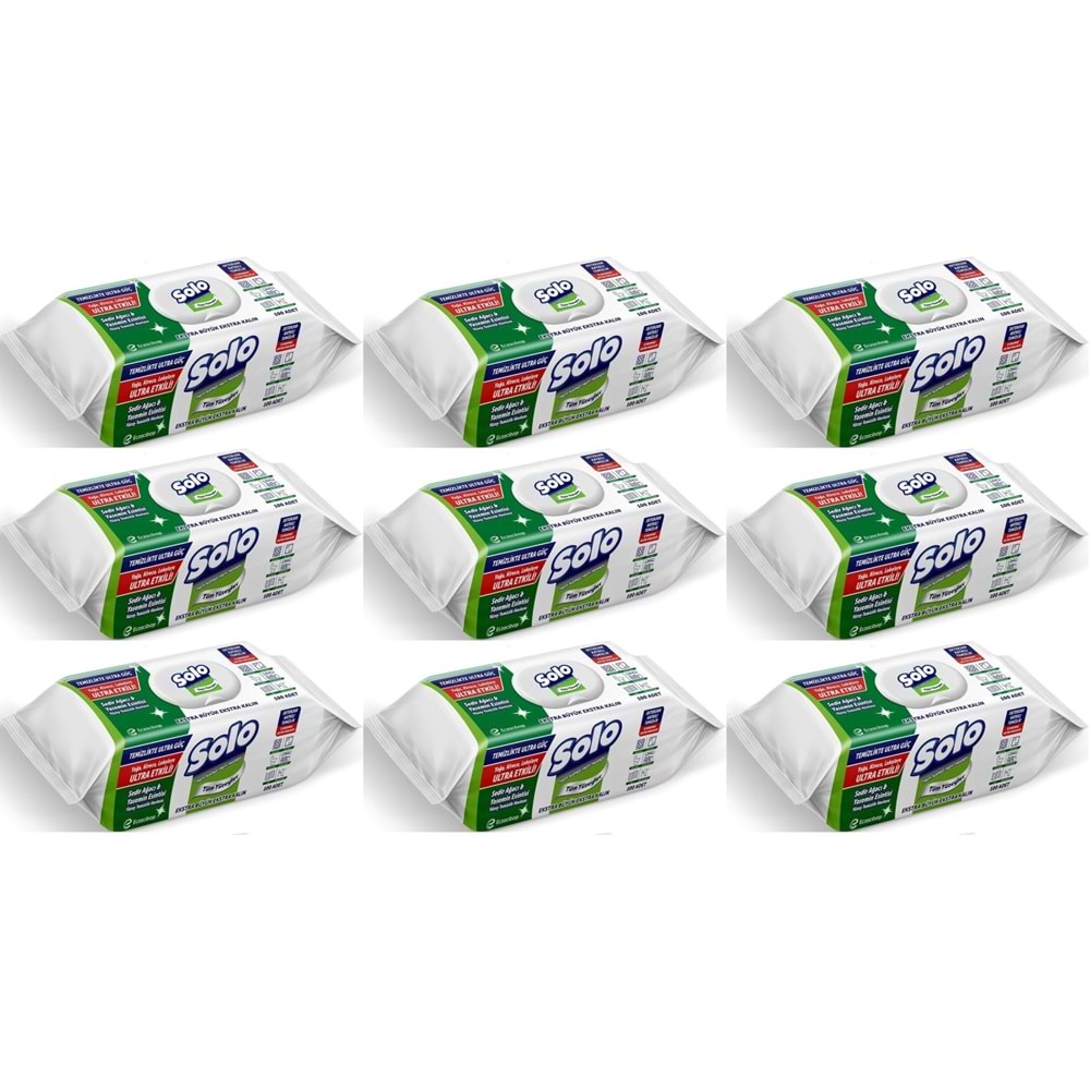 Solo Yüzey Temizlik Havlusu - Mendili 100 Yaprak Sedir Ağacı & Yasemin Esintisi (9 Lu Set) 900 Yprk