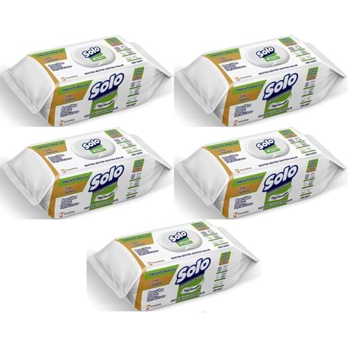 Solo Yüzey Temizlik Havlusu - Mendili 100 Yaprak Beyaz Sabun Ferahlığı (5 Li Set) 500 Yaprak