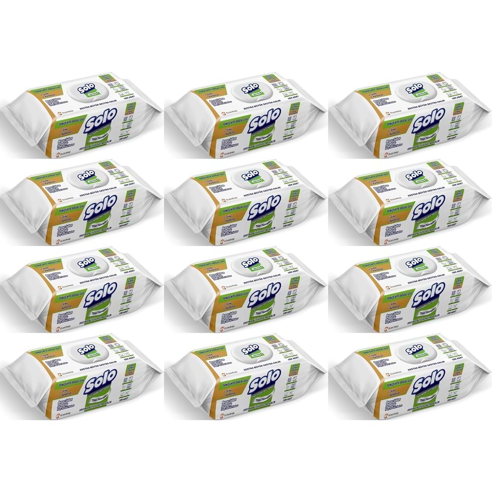 Solo Yüzey Temizlik Havlusu - Mendili 100 Yaprak Beyaz Sabun Ferahlığı (12 Li Set) 1200 Yaprak