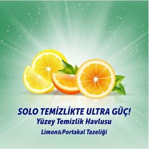 Solo Yüzey Temizlik Havlusu - Mendili 100 Yaprak Limon & Portakal Tazeliği (6 Lı Set) 600 Yaprak