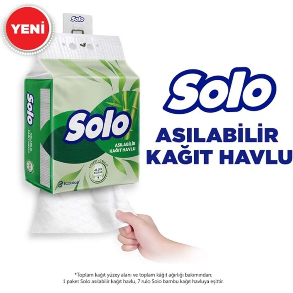 Solo Asılabilir Kağıt Havlu 1 Paket (1PK= 7 Rulo) Hijyenik ve Pratik Kullanım İçin Uygun (5 Li Set)