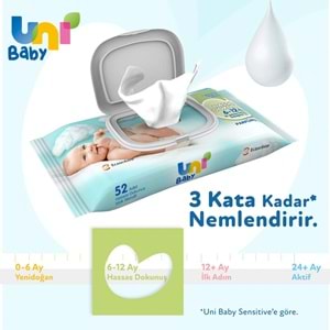 Uni Baby Islak Havlu Hassas Dokunuş 52 Yaprak (48 Li Set) 2496 Yaprak (16PK*3)