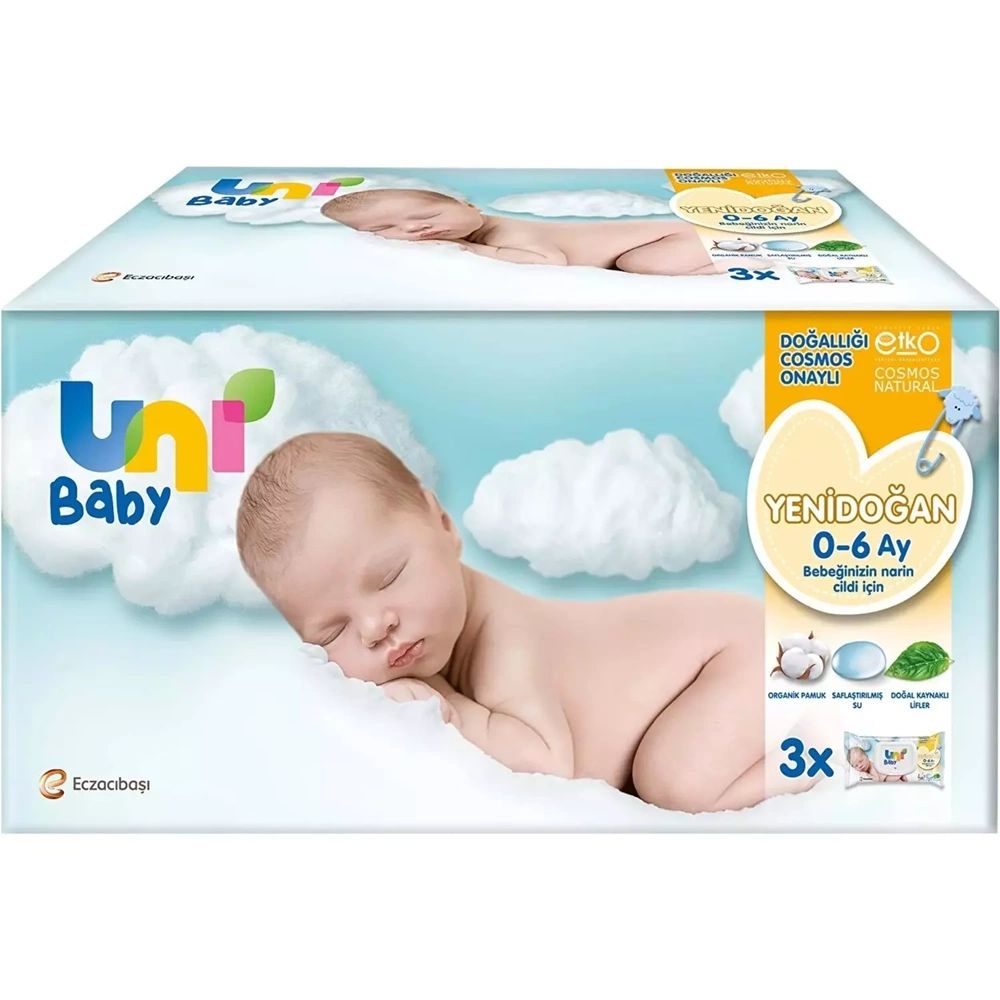 Uni Baby Islak Havlu Hassas Yeni Doğan 40 Yaprak (6 Lı Set) 240 Yaprak (Narin Ciltler için) (2PK*3)