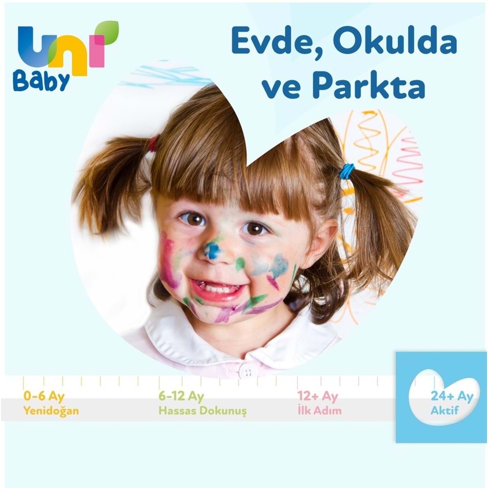 Uni Baby Islak Havlu Mendil 72 Yaprak Aktif (6 Lı Set) 432 Yaprak Plastik Kapaklı