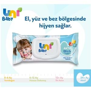 Uni Baby Islak Havlu Mendil 72 Yaprak Aktif (6 Lı Set) 432 Yaprak Plastik Kapaklı