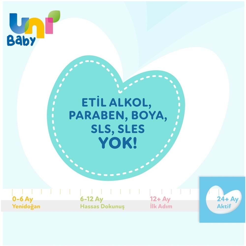 Uni Baby Islak Havlu Mendil 72 Yaprak Aktif (6 Lı Set) 432 Yaprak Plastik Kapaklı