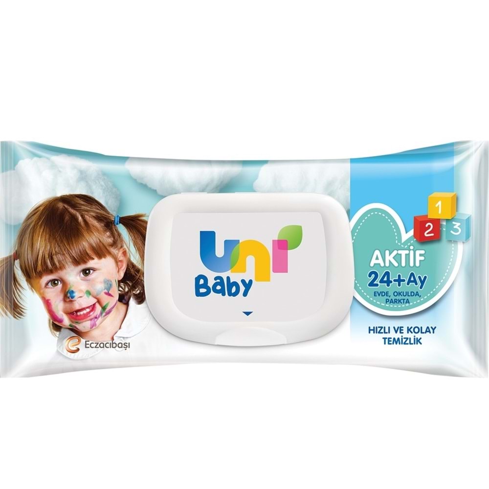 Uni Baby Islak Havlu Mendil 72 Yaprak Aktif (9 Lu Set) 648 Yaprak Plastik Kapaklı