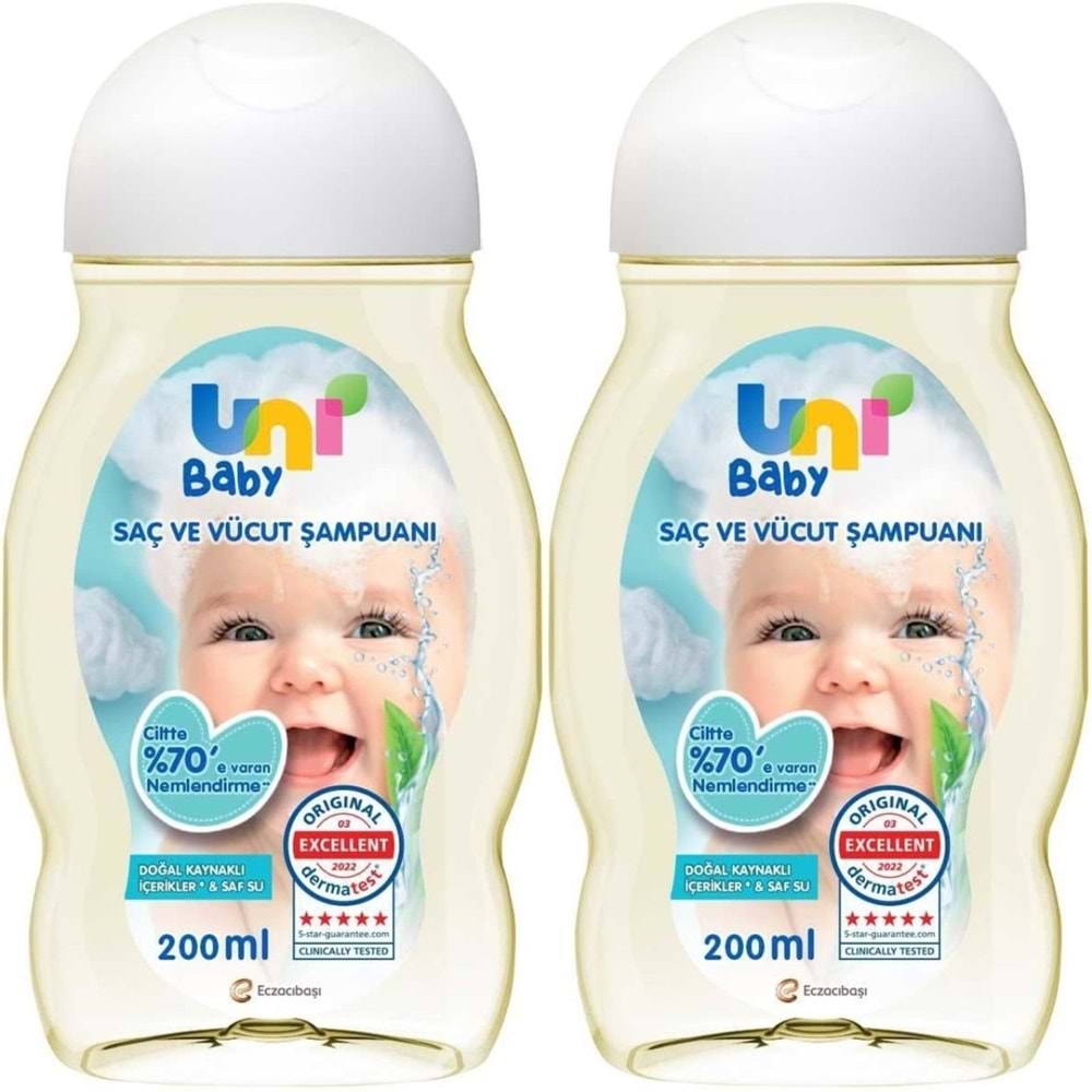 Uni Baby Bebek Saç ve Vücut Şampuanı 200ML Klasik (2 Li Set)