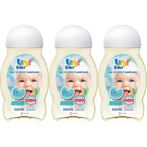 Uni Baby Bebek Saç ve Vücut Şampuanı 200ML Klasik (3 Lü Set)