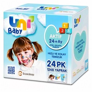 Uni Baby Islak Havlu Mendil 52 Yaprak Aktif 24 Lü Set (6PK*4) 1248 Yaprak