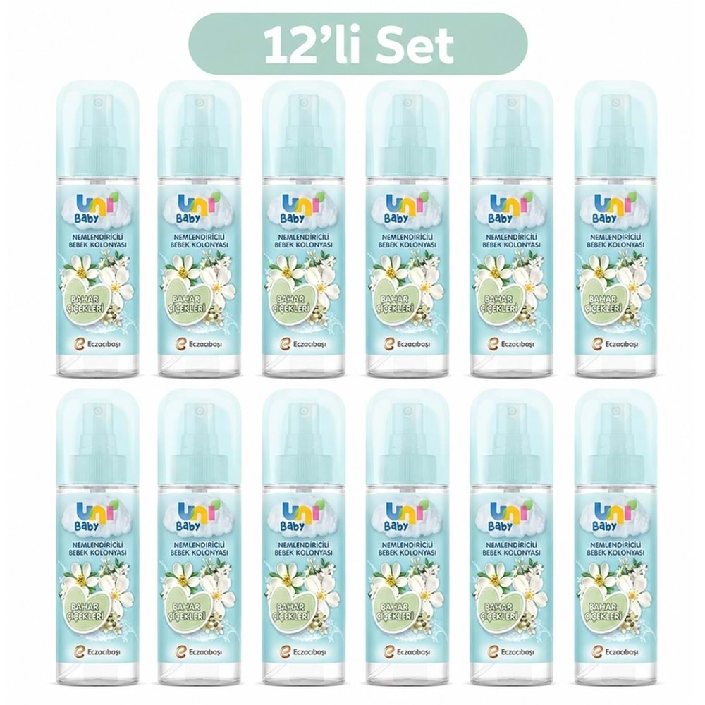 Uni Baby Bebek Kolonyası 150ML Nemlendiricili - Bahar Çiçekleri (12 Li Set)