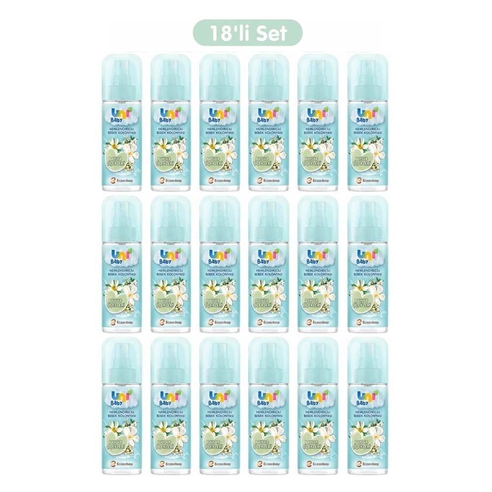 Uni Baby Bebek Kolonyası 150ML Nemlendiricili - Bahar Çiçekleri (18 Li Set)