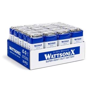 Wattsonıx Çinko Karbon 9V PİL Tekli 1 Adet (20 Li Set)