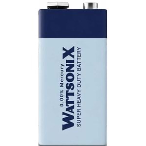 Wattsonıx Çinko Karbon 9V PİL Tekli 1 Adet (20 Li Set)
