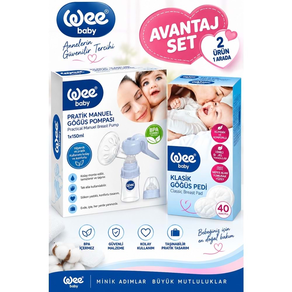 Wee Baby Pratik Manuel Göğüs Pompası (Yeni) + Göğüs Pedi Hediye 40 Lı Pk