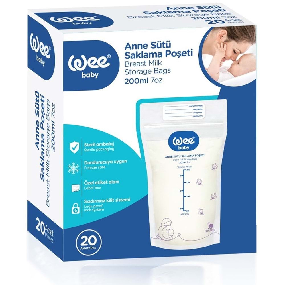 Wee Baby Anne Sütü - Süt Saklama Poşeti 20 Li Pk (Dondurucuya Uygun) (3 Lü Set)