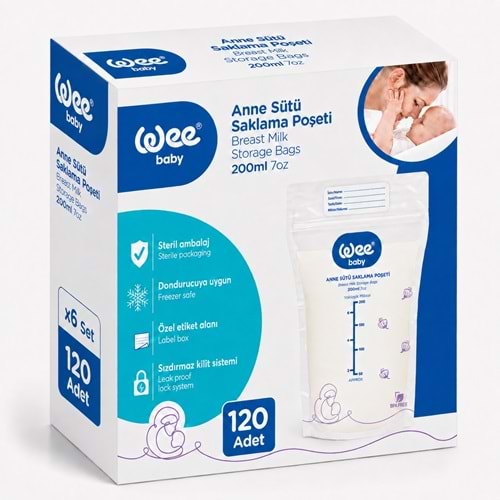 Wee Baby Anne Sütü - Süt Saklama Poşeti 20 Li Pk (Dondurucuya Uygun) (6 Lı Set)