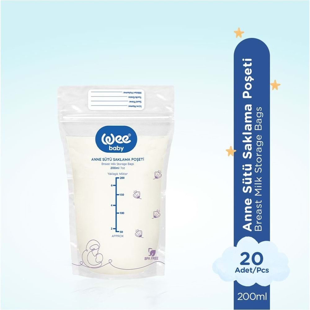 Wee Baby Anne Sütü - Süt Saklama Poşeti 20 Li Pk (Dondurucuya Uygun) (9 Lu Set)