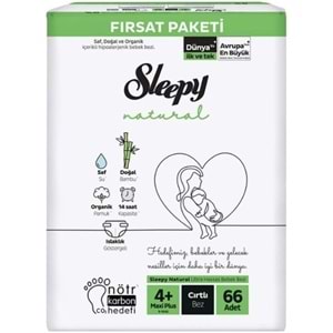 Sleepy Bebek Bezi Naturel Beden:4+ (9-16KG) Maxi Plus 330 Adet Mega Fırsat Pk